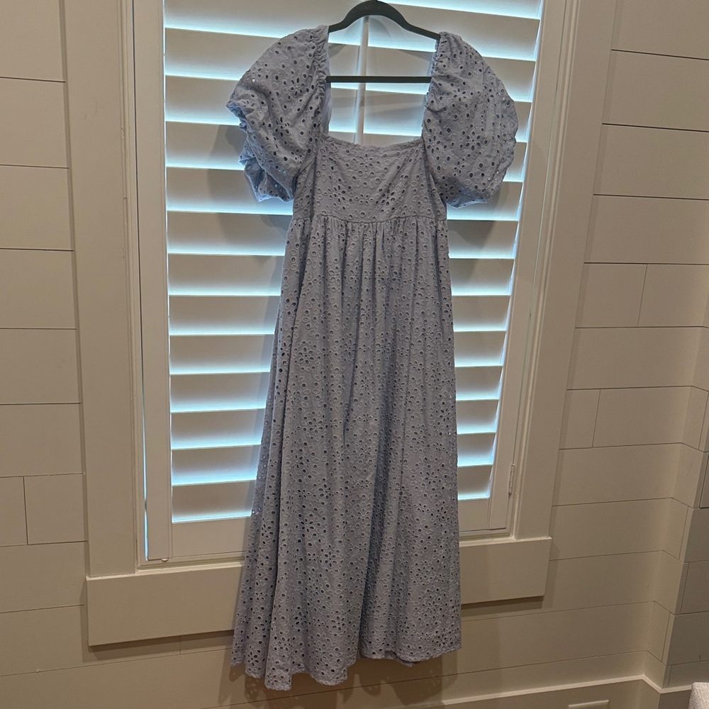 Rylee + Cru Light Blue Puff Sleeve Maxi Dress